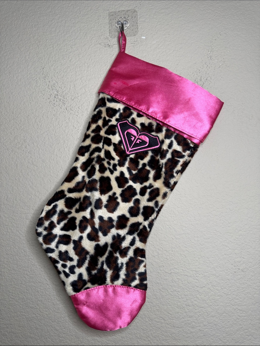 Roxy Vintage Leopard Print Christmas Stocking Y2K